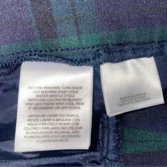 Anne Klein Navy Green Plaid Stretch Pants ❤️ Size 8 - Picture 12 of 12